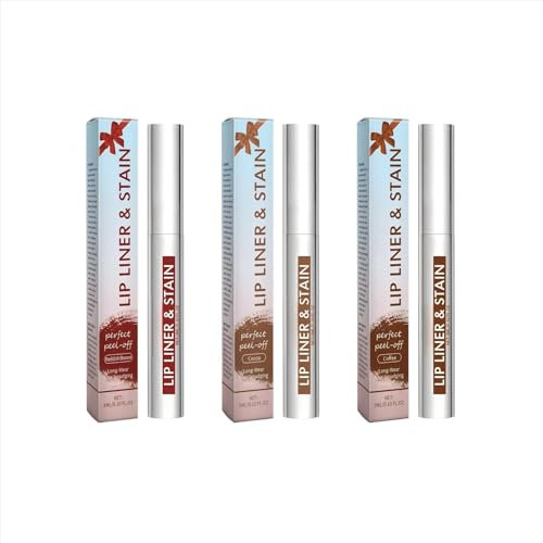 Lip Stain Peel Off, 3 Pcs Peel Off Lip Liner Stain Set Lip Tint Stain Peel Off Lip Stains for Women Peel Off, Waterproof Long-Lasting Lip Stain Peel off Tint Tattoo