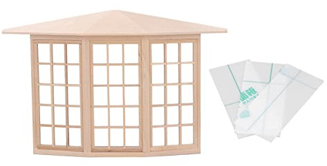 RiToEasysports PUPPENHAUS ERKER, 1/12 PUPPENHAUS ERKER Exquisite Miniatur Holz 45 Grad Ecke 3-Seitenden Fenstermodell für Heimwerkerker