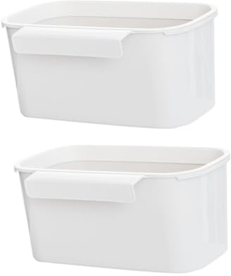 FUNNETOYU Pattumiera da Cucina Bianco 2 Pezzi in Pp Design Semplice, Installazione Facile e Montaggio a Parete, Contenitore per Rifiuti Sospeso per Ufficio e Cucina