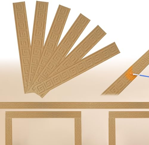 MOROBOR Dekorative Holzgarnitur, 6-teilig. 3D-bemalbare, unfertige Holzleisten-Garnitur mit geschnitztem Holzmaserungsmuster für Schrank, Regal, Fenster, Haustür/35x4,8 cm