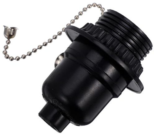BIUDECO Douille de Lampe E26 avec Interrupteur à Tirette Intégré Noire en ABS Compatible Ampoules pour Éclairage Domestique et Lustres