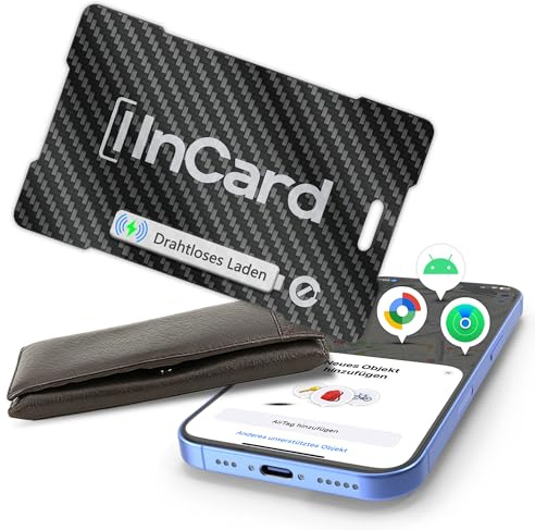 Ultradünn Wallet Tracker (für iOS und Android) für Taschen und Pässe | Kabelloses Aufladen, IP68 wasserdichte Bluetooth-Suchkarte, Kompatibel mit Apple Find My & Google Find My Device