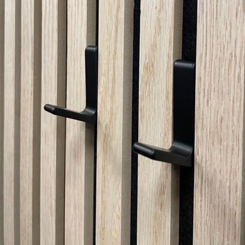 keypak Pk of 2 Straight Hooks for Acoustic Wall Panel No Drilling Required | Matt Black Coat Hooks for Wooden Panels, Easy Install