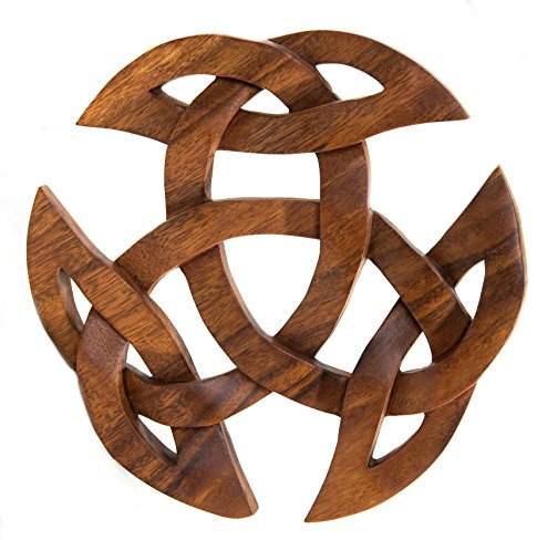 Windalf Celtic Wandbild ARWAIN Ø 22 cm Offene Dreifalt Holzbild Wandornament Handarbeit aus Holz