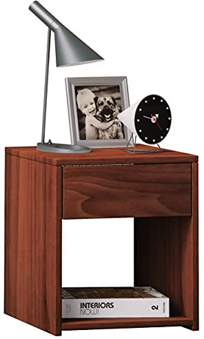 VCM Nachtschrank | Maße Nachttisch ca. H. 40 x B. 35 x T. 35 cm | Schublade und offenes Fach | Nachttisch - Sledo Mini