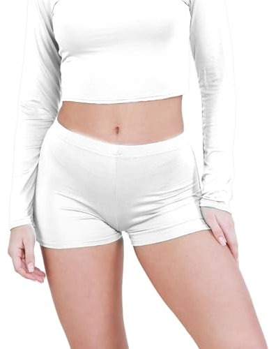 janisramone® Women's Stretchy Mini Shorts - Chic Hot Pants for Club, Dance & Gym, Perfect Summer Fashion, Fitted Style Shorts in White