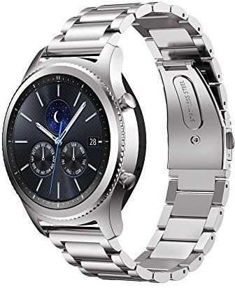 Ersatzarmband 22mm Edelstahl für Motorola Moto 360 2nd Gen 46mm Uhrenarmband aus Metall in Farbe Silber