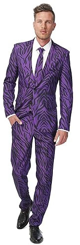 Suitmeister Abito per Halloween da Uomo con Stampe Eleganti e inquietanti – Set Completo: Include Giacca, Pantaloni e Cravatta Lavoro, Pimp Tiger, XXL