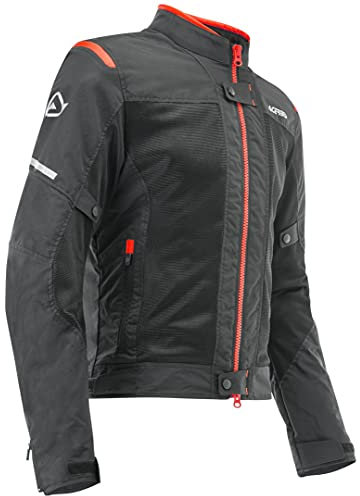 Acerbis 0023744.323.062 Ramsey Vented-Chaqueta Textil para Moto, Color Negro y Rojo, Unisex-Adult, L