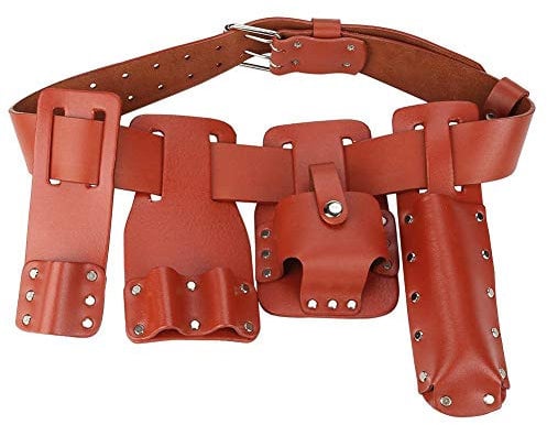 DEWIN Accessori Cintura per Ponteggio, Cintura Per Attrezzi 5 in 1 Custodia per Attrezzi Da Ponteggio in Pelle con Accessori di Supporto per Martello per Chiavi di Livello