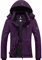 GEMYSE Damen Wasserdichte Skijacke Winddichte Fleece Outdoor Winterjacke Regenjacke mit Kapuze (Dunkelviolett,M)