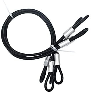 Bytiyar 4 st 50 cm (20 tum) 5 mm tjocklek galvaniserat stål vajer snodd kabelband säkerhetsrem med flätat stål gummibelagt och 2 öglor svart