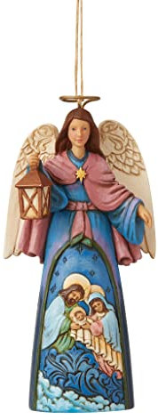 Enesco Jim Shore Heartwood Creek Krippenengel mit Laterne zum Aufhängen, 12 cm, Mehrfarbig für Weihnachten