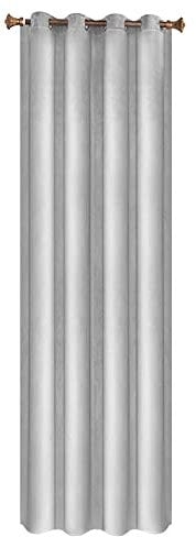 WOLTU Verdunklungsgardine mit Ösen Samtvorhang Blickdicht Thermogardine, 300 g/m² Schwere lichtundurchlässige Verdunklungsvorhang für Schlafzimmer Geräuschreduzierung Hellgrau 140x245 cm (1 Stück)