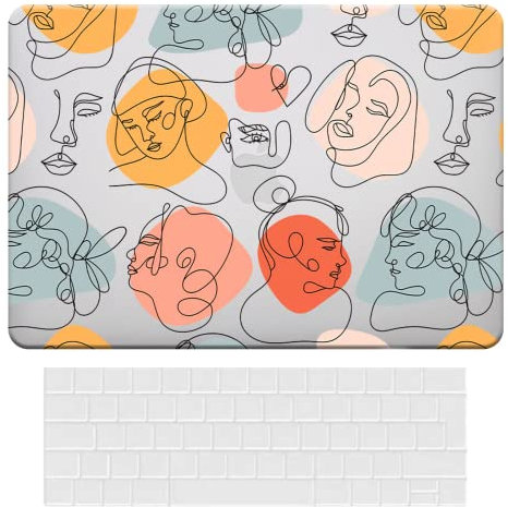 BYCeKe Kompatibel mit MacBook Pro 13 Hülle 2024-2016 Modell M2 M1 A2338 A2289 A2251 A2159 A1989 A1706 A1708, Plastik Laptop-Schale Case für Mac Pro 13 mit Touch Bar, Gesicht