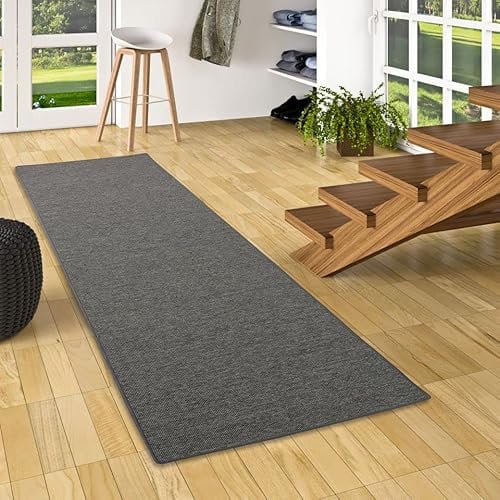 Snapstyle Sisal-Optik Designer Flachgewebe Läufer Teppich Pure Anthrazit Meliert in 9 Größen