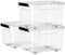 Cetomo 55L*3 Storage Boxes with Wheels, Plastic Storage Bins with Lids, Latching Buckles, Click Closure, Stackable, Nestable, Organizer for Home Office Clothes, Clear, 55L-3 Pack