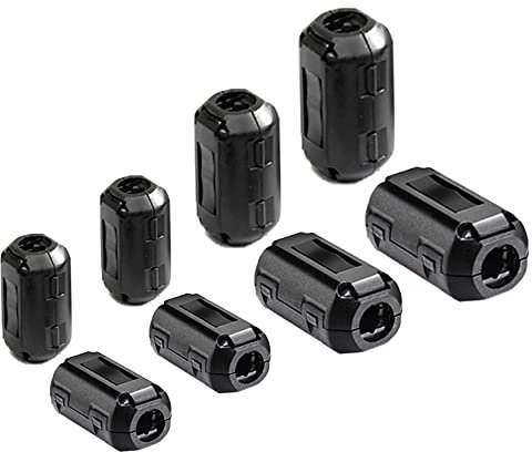 Aiqeer 8 Stück Ferrite Ring Cores Set, Ferrit Ringkern Cable-Clip, RFI EMI Entstörfilter Ferritfilter, Klappferrit Ferritkern (3.5 mm, 5 mm, 7 mm, 9 mm Innendurchmesser)