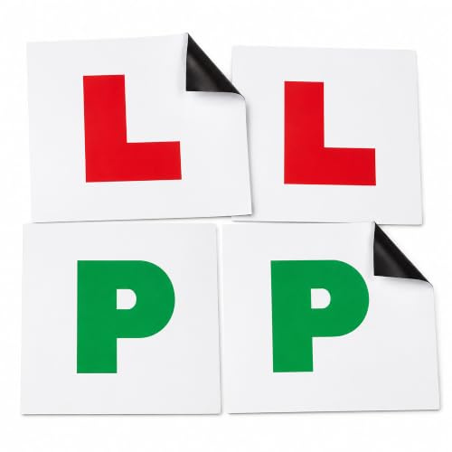 plastific Lote de 4 placas magnéticas P & L para ventana de coche, placa de viaje a Europa, no se derrite, no se sopla, no raya, placa magnética (2 placas de estacionamiento) + (2 placas en L)