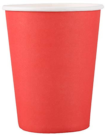 Lot de 20 gobelets en carton (255 g) – Couleurs unies pour anniversaire, restauration (rouge)
