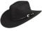 HilyBony Western-Cowboyhut für Damen und Herren, klassischer Fedora-Hut mit breiter Krempe und Schnallengürtel, Schwarz , L