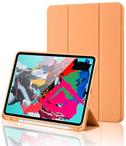 Funda Protectora Compatible con iPad de 10ª generación 10,9 Pulgadas 2022 con portalápices, Soporte Delgado con Carcasa Trasera rígida con Coche Despertador/sueño, Naranja