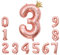 Foil Luftballon 3 Helium Folienballon Zahlen Ballon XXL Folien Rosegold Ballon 3 Geburtstag 100cm/40inch