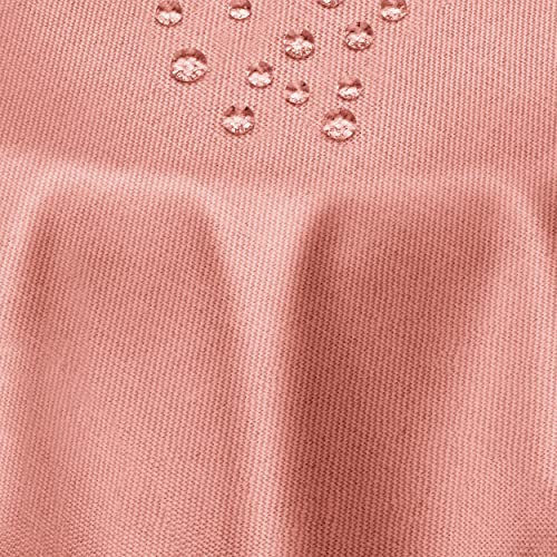 Leinen Optik Tischdecke Tischtuch Tafeldecke Leinendecke Abwaschbar Wasserabweisend Oval 160 x 220 cm Altrosa/Rosa Fleckschutz Pflegeleicht mit Saumrand Leinentuch