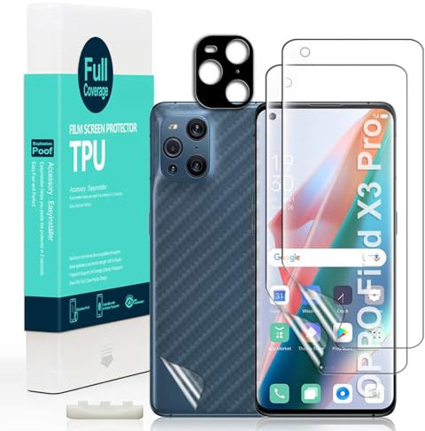 Ibywind 2 Pezzi Pellicola Protettiva per OPPO Find X3 Pro 5G 6,7+1 Pezzo Protettore Len Della fotocamera+1 Pezzo Pellicola Posteriore,Pellicola TPU Flessibile,HD Clear,Senza Bolle