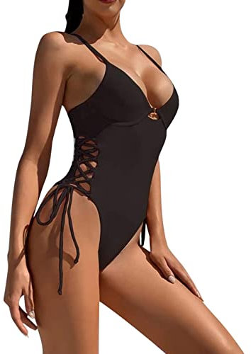 MJGkhiy Costume da Bagno Donna Taglie Forti Costume Intero Con Ferretto Sgambato Brillantinato Con Sostegno Seno per Piscina