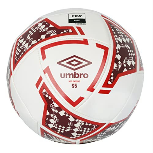 Umbro Neo Swerve Pallone da calcio, bianco/rosso, misura 5