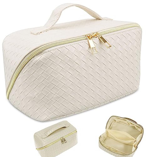 OdiuK Kosmetiktasche Portable Schminktasche Large Portable Make Up Tasche Bag für Frauen, Damen PU Leder Fassungsvermögen Wasserdichter Schminktasche Organizer für Kosmetik Reisen Geschäftsreise