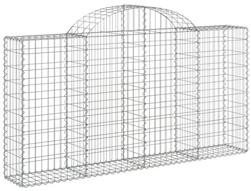 vidaXL Gabione mit Hochbogen 50 STK., Steinkorb Drahtkorb Dekorativ, Gabionenkörbe Verstärkte Gabionenhaken, Gabionenwand Gabionen Zaun Garten, Verzinktes Eisen