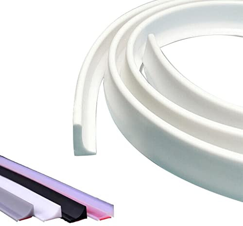 Schwallschutzleiste Dusche Selbstklebend, Duschschwellen Wasserdamm, Wassersperre, Dichtleiste, Boden Leiste Dichtung, Wasserabweisprofil Schwallschutz Bodendichtung für Küchenspüle (2M Weiß)