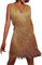 MIMIKRY Tina Turner Fringe Dress Ochre / Gold Disco Outfit 70s Women's Costume 20s Charleston Mini Dress, Ochre/Gold, M