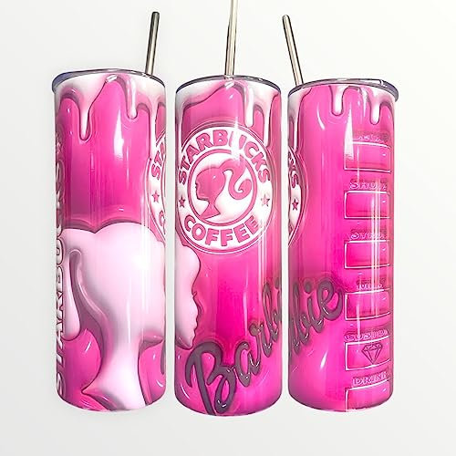 Sellrex Barbie 3D Bubble Effect Insulated 20oz Thermal Skinny Tumbler