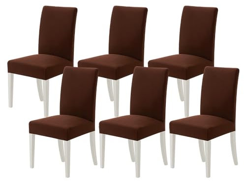MIULEE Stuhlhussen 6er Set Stretch Abnehmbare Esszimmerstühle Waschbarer Dauerhaft Moderne Hussen Pflegeleichte für Küche Wohnzimmer Restaurant Bankett Familie Party,Curry
