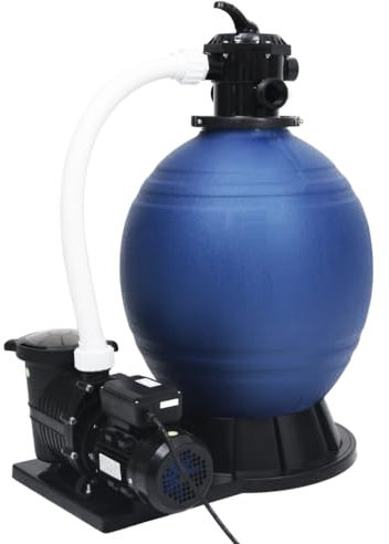 vidaXL Filtro a sabbia con valvola a 7 vie e pompa da 1000 W blu nero