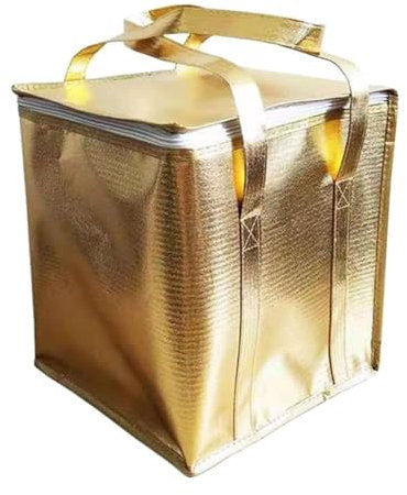 JTBDWOSK Isoliertasche Kühltasche Kühlkorb Thermotasche Torten Kuchen Picknicktasche Transport Lunchtasche Mittagessen Tasche für Salat Getränke Camping Outdoor Picknick Grillen Strand Party,Gold