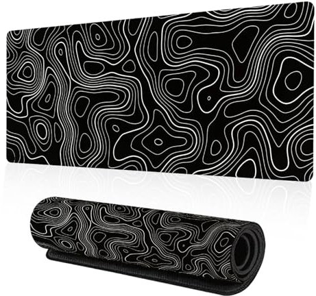 Alfombrilla de Ratón para Juegos-800x300x2mm-Tapete de Escritorio Extendida Estera de Ordenador, Grande Gaming Mouse Pad con Base de Antideslizante para Jugadore/Oficinas/Hogares (Terreno Negro)