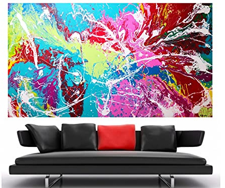 WEISE XXL Acryl BILD Abstrakt Gemälde Leinwand 95 x 170 cm auf 3D Keilrahmen 40/20 NEU