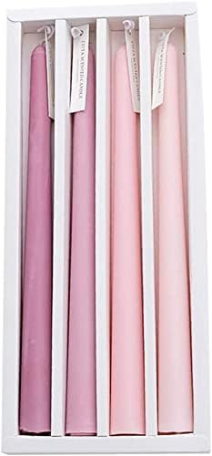 4pcs Bougies à Bout Effilé Bougie ParfuméE à Longue Tige Bougies Sans FuméE à Combustion Longue DéCoration De La Maison DéCoration De La Cuisine DéCoration De Mariage (Rose)