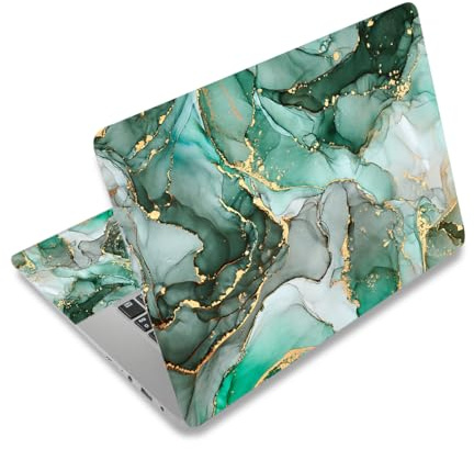 Decal Sticker Cover Protector, 11.6 12 13 13.3 14 15 15.4 15.6 Laptop | Laptop Netbook Vinyl Skin Sticker Cover Art Notebook PC Reusable ( 2 Wrist Pad Included), Green Marble