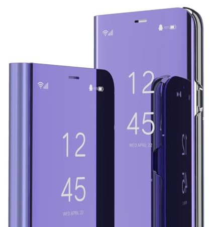 COMAKU Cover Specchio per Honor X8b, Prime Custodia Smart View con Clear Schermo Finestra - Viola blu