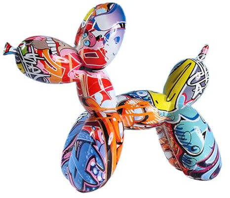 ASIAD Harz Ballon Hund Graffiti, Hündchen Statue Dekofigur Skulpturen Tischdeko Wohnzimmer Dekoration Skulptur Moderne Tragbare Bunte Dekorative Innen Tier,3