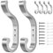 Silver Coat Hooks for Wall Hanging - Wall Mount, Heavy Duty, Rustic Metal Hooks, Chrome Finish, Towel, Hat, Keys, Decorative
