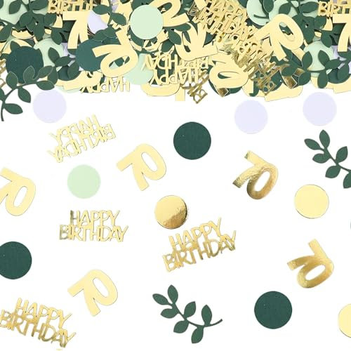 GoldRock Konfetti 70 Geburtstag Deko Groß 2,5-5,5cm,Deko 70 Geburtstag Mann Frau,Streudeko 70 Geburtstage Frau,Tischdeko 70. Geburtstage Deko Grün Gold,Deko zum 70 Geburtstags,70 Geburtstags Mann Deko