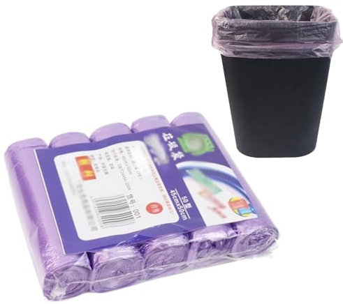 Generic 100 bolsas de basura portátiles de polietileno, sin perfume, bolsas de basura para interiores, bolsas de basura de alimentos para oficina, baño, cocina (morado)