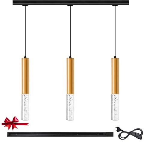 Bravsekai Oro Colgante Kit de Luz de iluminación de la pista incluye 3 luces LED de cristal acrílico, 3CCT Cocina Isla Luces colgantes para cocina, comedor, dormitorio, restaurante, hotel, bar