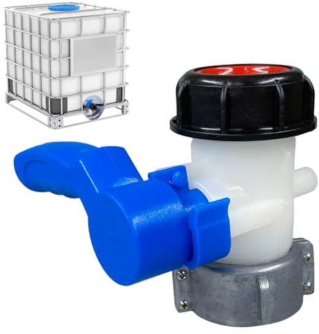 CHENGSHI IBC Ventil DN40, 62 mm Absperrhahn für 1000 L Tank | Robuster ABS-Kugelhahn für Sichere Wasserentnahme, Passend für IBC-Container, Regentonne, Garten und Industrie